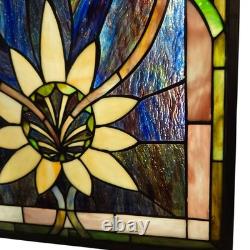 Meyda Tiffany Solstice Stained Glass Window Panels (2) Art Nouveau Sunflower