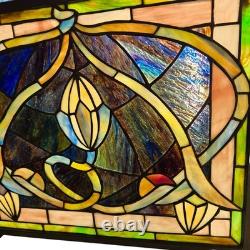 Meyda Tiffany Solstice Stained Glass Window Panels (2) Art Nouveau Sunflower
