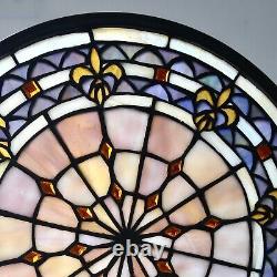 Meyda Tiffany Stained Glass Window Panel Medallion 13 Round Fleur-de-Lis #49839