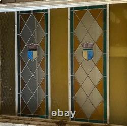 Mid-Century Stained Glass Transom Window (63L x 54W x 4.75D with frame)