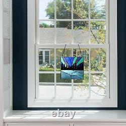 Midnight Pines Tiffany Style Stained Glass Window Panel Suncatcher 12x12
