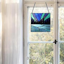 Midnight Pines Tiffany Style Stained Glass Window Panel Suncatcher 12x12