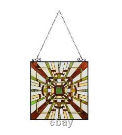 Mission Design Tiffany Style Stained Glass Hanging Window Panel Suncatcher