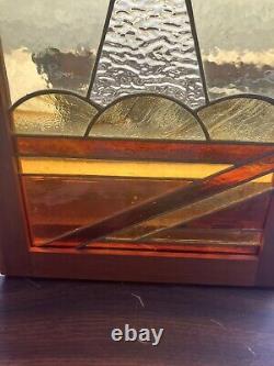 Mission Style Transom, Stained Glass Window Vintage Payne Panel