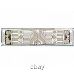 Mission Style White Art Glass Window Panel Suncatcher 42 x 10.25 Horizontal