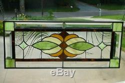 Modern Greens/ brown Color Stained glass and Beveled Panel