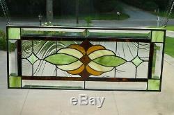 Modern Greens/ brown Color Stained glass and Beveled Panel