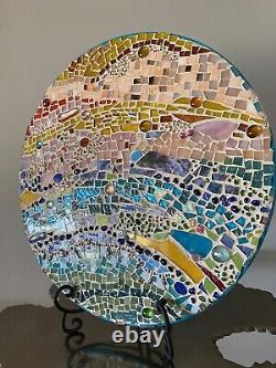 Modern Stained Glass Mosaic Wall Sculpture Panel Abstract 15D