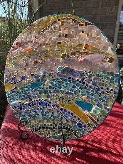 Modern Stained Glass Mosaic Wall Sculpture Panel Abstract 15D