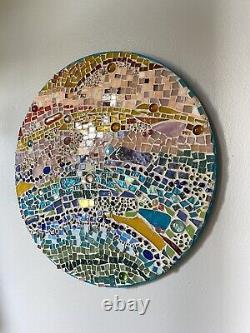 Modern Stained Glass Mosaic Wall Sculpture Panel Abstract 15D