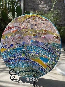 Modern Stained Glass Mosaic Wall Sculpture Panel Abstract 15D