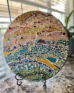 Modern Stained Glass Mosaic Wall Sculpture Panel Abstract 15D