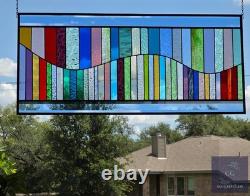 Modern, Stained Glass Panel, Rectangular, Window Hanging privacy