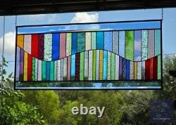 Modern, Stained Glass Panel, Rectangular, Window Hanging privacy