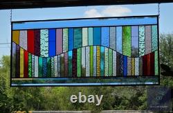 Modern, Stained Glass Panel, Rectangular, Window Hanging privacy
