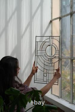 Moon Rise Frank Lloyd Wright Insprd Tiffany Stained Glass 21 x 12 IN CLEAR