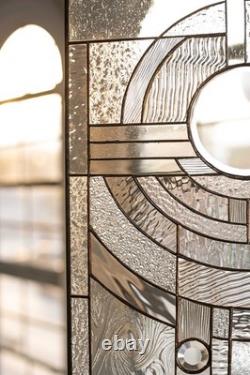 Moon Rise Frank Lloyd Wright Insprd Tiffany Stained Glass 21 x 12 IN CLEAR