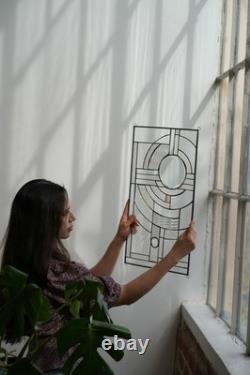 Moon Rise Frank Lloyd Wright Insprd Tiffany Stained Glass 21 x 12 IN CLEAR