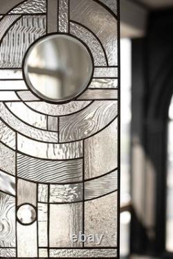 Moon Rise Frank Lloyd Wright Insprd Tiffany Stained Glass 21 x 12 IN CLEAR