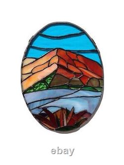 Mountain Landscape Colorado Red Mountain Stained Glass Window Panel