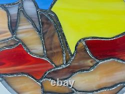 Mountain Scene Stained Glass Panel Window Hangin New House Home Decor Artisan