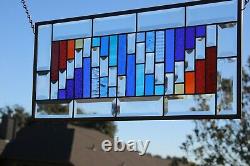 Multi-Colored Beveled Stained Glass Window Panel-Transom- 22 1/2x10 1/2