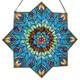 Multi-Colored Stained Glass Peacock Star Window Panel