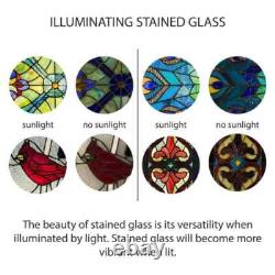 Multi-Colored Stained Glass Peacock Star Window Panel