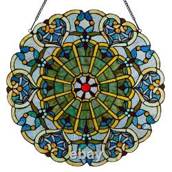 Multi-Colored Stained Glass Webbed Heart Window Panel