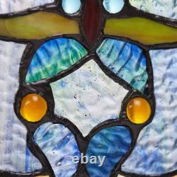 Multi-Colored Stained Glass Webbed Heart Window Panel