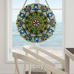 Multi-Colored Stained Glass Webbed Heart Window Panel