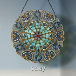 Multi-Colored Stained Glass Webbed Heart Window Panel