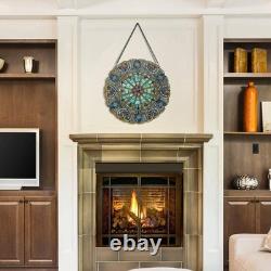 Multi-Colored Stained Glass Webbed Heart Window Panel