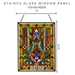 Multi Stained 25 Fleur De Lis Stained Glass Tiffany Style WindowithWall Panel