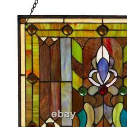 Multi Stained 25 Fleur De Lis Stained Glass Tiffany Style WindowithWall Panel