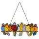 Multi Stained Glass Birds on a Wire Window Panel