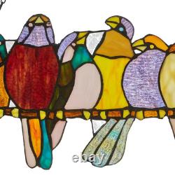 Multi Stained Glass Birds on a Wire Window Panel