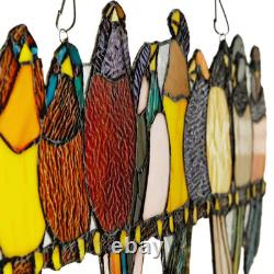 Multi Stained Glass Birds on a Wire Window Panel
