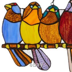 Multi Stained Glass Birds on a Wire Window Panel