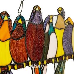 Multi Stained Glass Birds on a Wire Window Panel