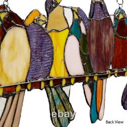 Multi Stained Glass Birds on a Wire Window Panel