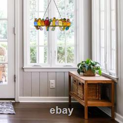 Multi Stained Glass Birds on a Wire Window Panel