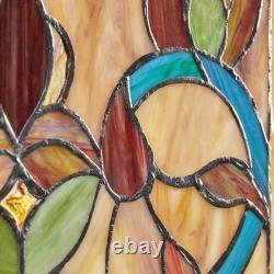 Multi Stained Glass Fiery Hearts And Flowers Window Panel