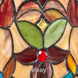 Multi Stained Glass Fiery Hearts And Flowers Window Panel