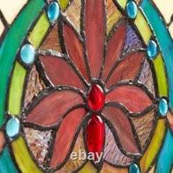 Multi Stained Glass Fiery Hearts And Flowers Window Panel