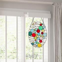 Multicolor Modernist Tiffany Style Stained Glass Window Panel Suncatcher 14x20in