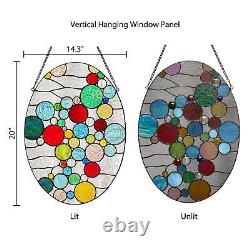 Multicolor Modernist Tiffany Style Stained Glass Window Panel Suncatcher 14x20in