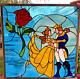 Mystical! Beauty and the Beast Stained Glass Window Panel 17x17