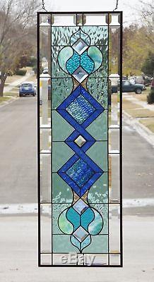 Mystique HUGE -Beveled Stained Glass Window Panel 40 3/8 x 13 3/8