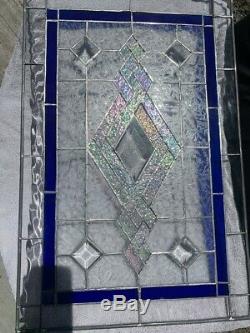 NEW 23-1/4 x 15-1/4 stained glass window panel hangs 2 ways